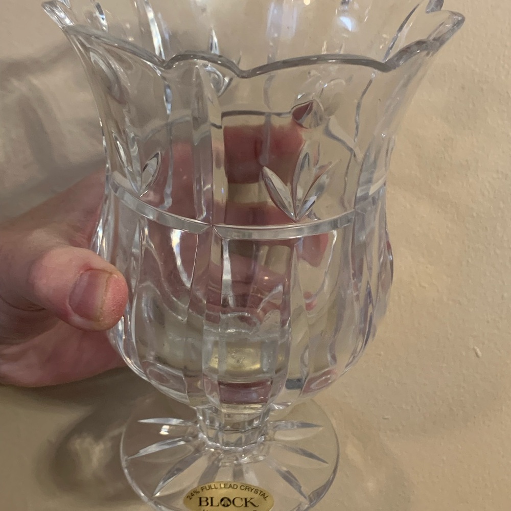 Full Lead Crystal Clear Pedestal Vase - Clear